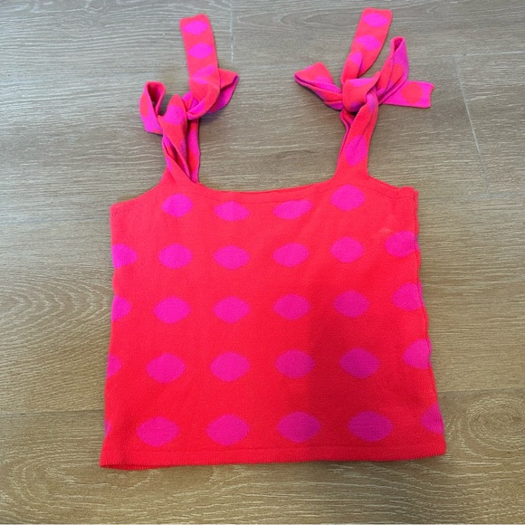 Tops - 5 for $25 Pink Polka Dot Tie-Strap Tank Top